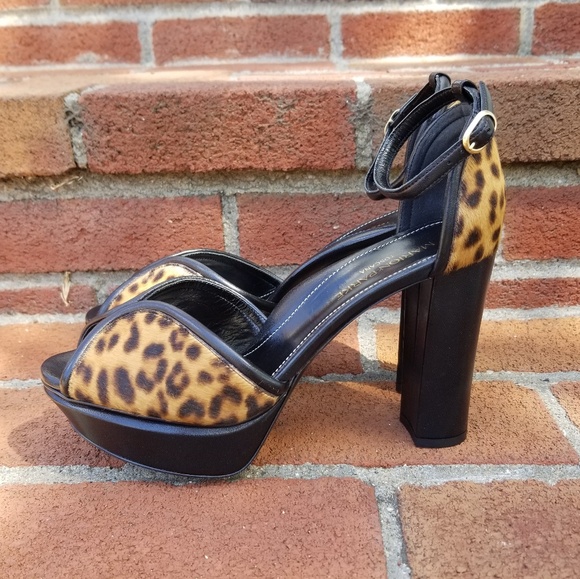 Marion Parke 'Annie' Leopard Ankle Strap Platforms - Picture 4 of 9